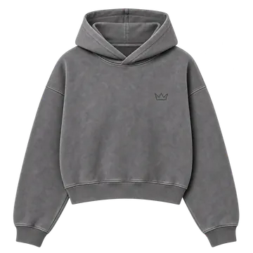 Grey cropped CROWN hoodie