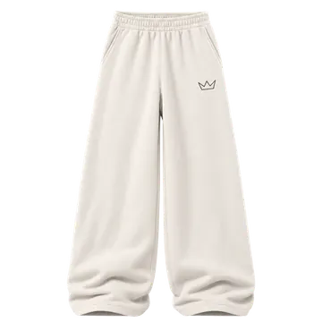 White wide-leg CROWN sweatpants