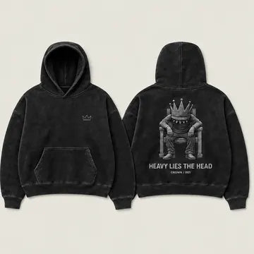 The Weight Hoodie in black, front and back design concept